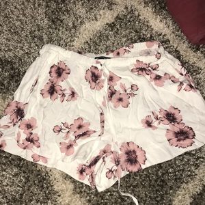 Floral pink and white shorts